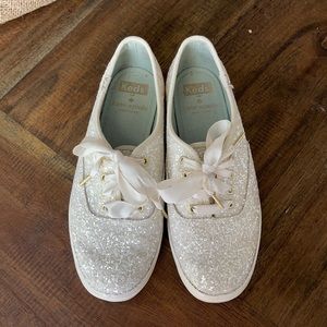 Like NEW Kate Spade Keds Champion Glitter, cream